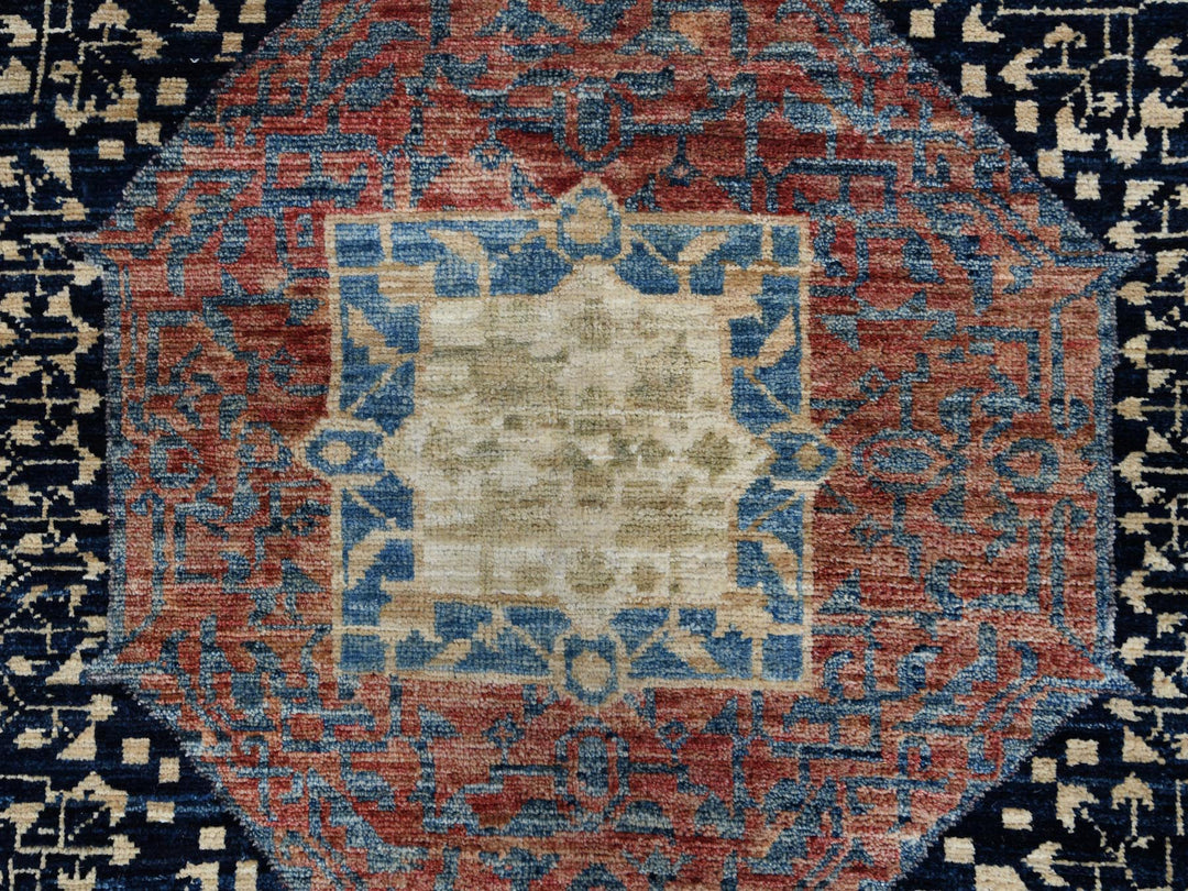 11'9" x 14'3" New Hand Knotted Ivory Worn Wool Rectangle Oriental Rug - MOA10260282