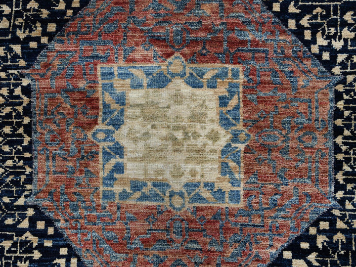 11'9" x 14'3" New Hand Knotted Ivory Worn Wool Rectangle Oriental Rug - MOA10260282