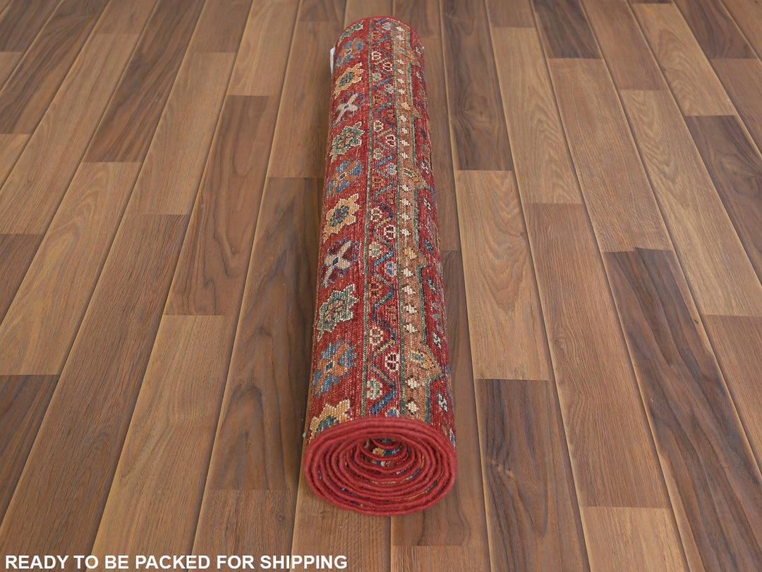 2'8" x 8'1" New Hand Knotted Red Wool Runner Oriental Rug - MOA10260847
