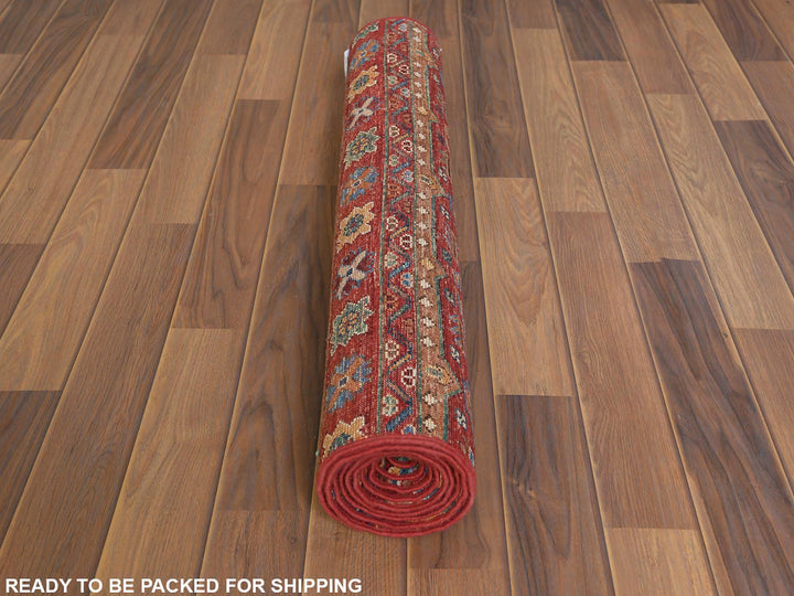 2'8" x 8'1" New Hand Knotted Red Wool Runner Oriental Rug - MOA10260847
