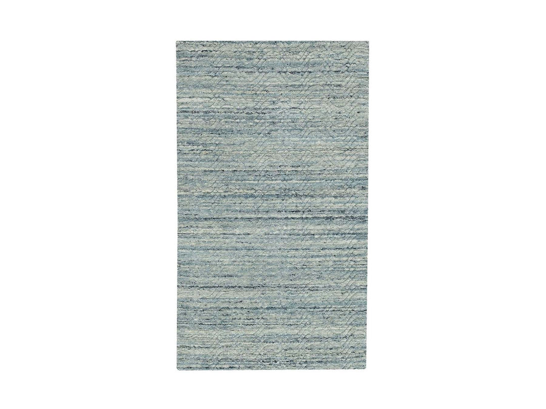 2'10" x 5'0" New Hand Loomed Green Wool Rectangle Oriental Rug - MOA10262050