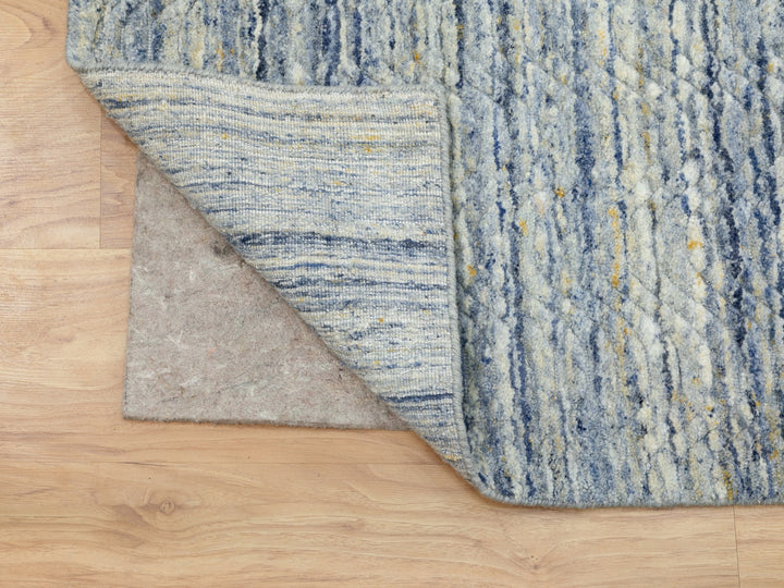 9'0" x 11'9" New Hand Loomed Blue Wool Rectangle Oriental Rug - MOA10262051