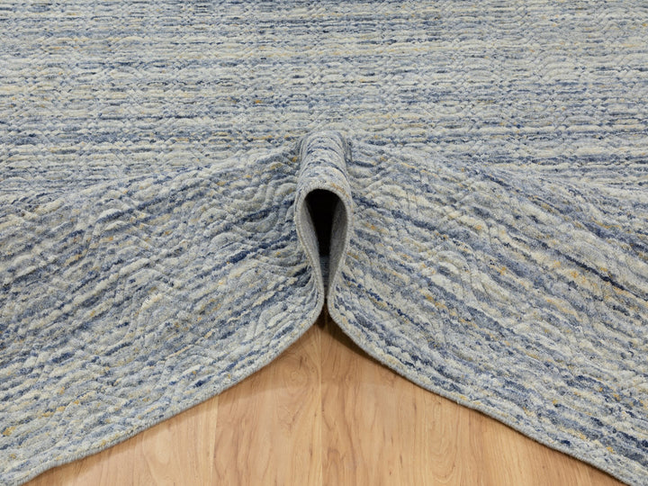 9'0" x 11'9" New Hand Loomed Blue Wool Rectangle Oriental Rug - MOA10262051