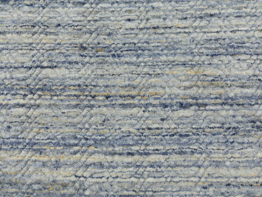 9'0" x 11'9" New Hand Loomed Blue Wool Rectangle Oriental Rug - MOA10262051