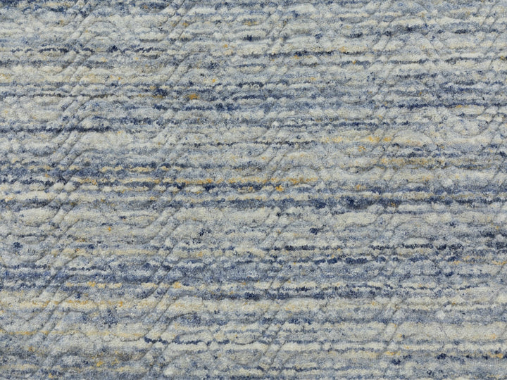 9'0" x 11'9" New Hand Loomed Blue Wool Rectangle Oriental Rug - MOA10262051