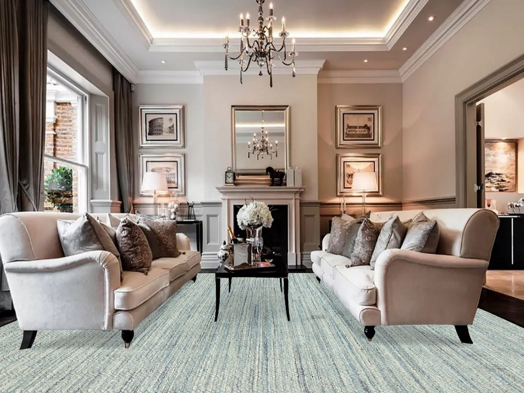 11'10" x 11'9" New Hand Loomed Green Wool Square Oriental Rug - MOA10262052