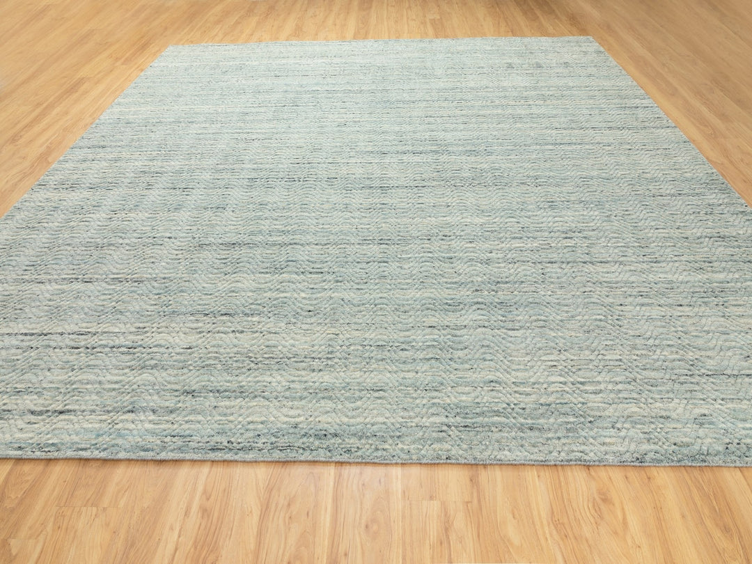 11'10" x 11'9" New Hand Loomed Green Wool Square Oriental Rug - MOA10262052