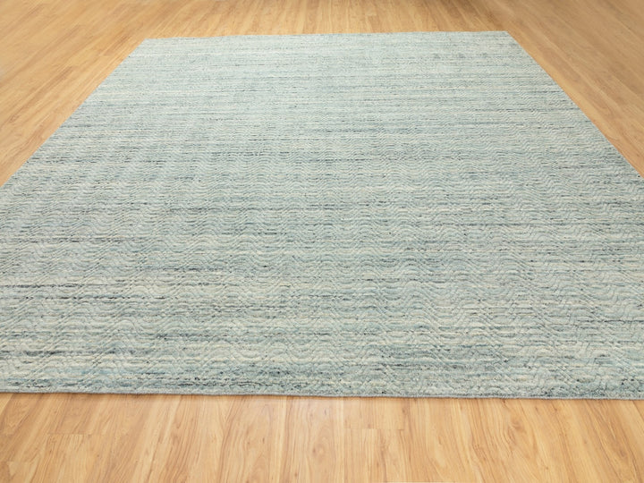 11'10" x 11'9" New Hand Loomed Green Wool Square Oriental Rug - MOA10262052