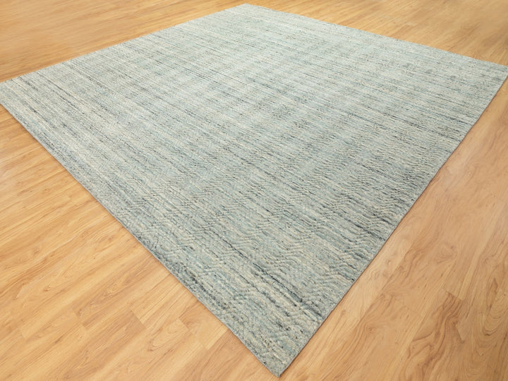 11'10" x 11'9" New Hand Loomed Green Wool Square Oriental Rug - MOA10262052