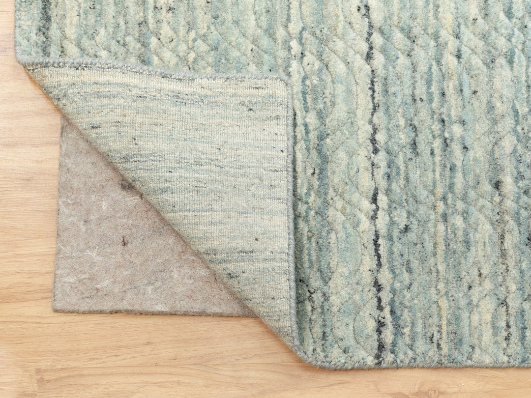 11'10" x 11'9" New Hand Loomed Green Wool Square Oriental Rug - MOA10262052