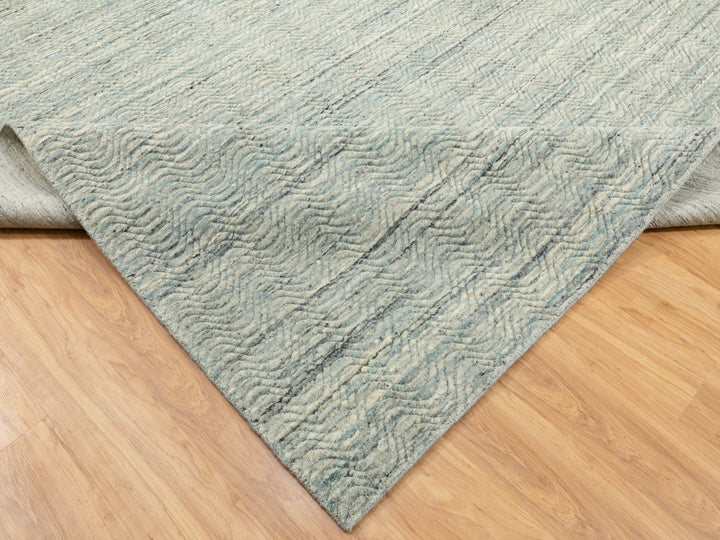 11'10" x 11'9" New Hand Loomed Green Wool Square Oriental Rug - MOA10262052