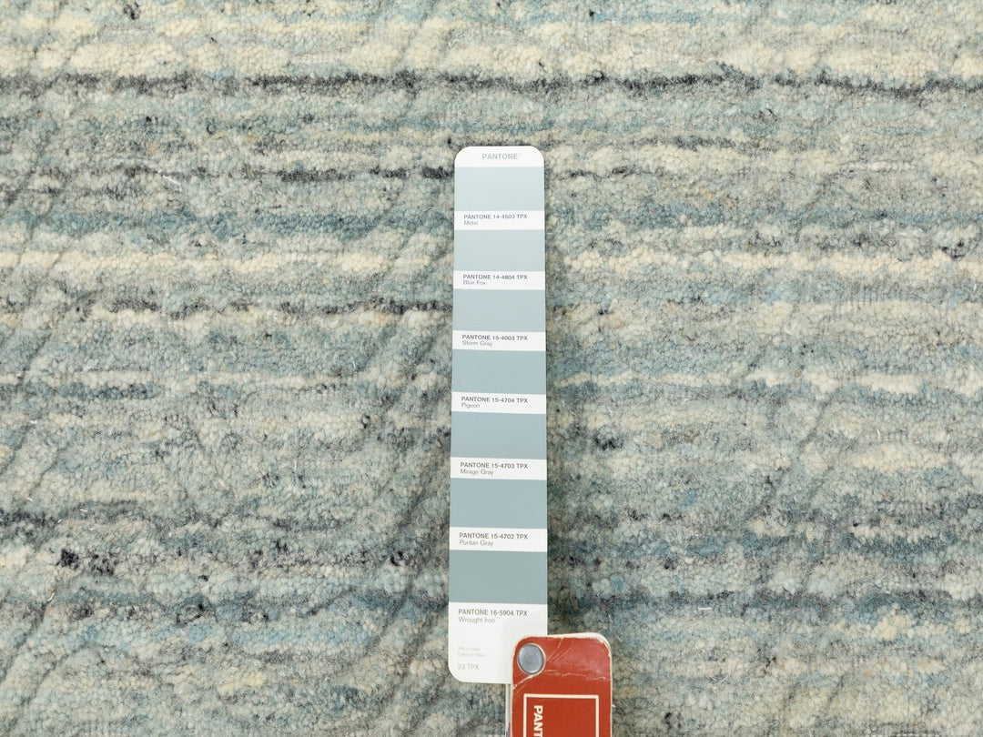 11'10" x 11'9" New Hand Loomed Green Wool Square Oriental Rug - MOA10262052