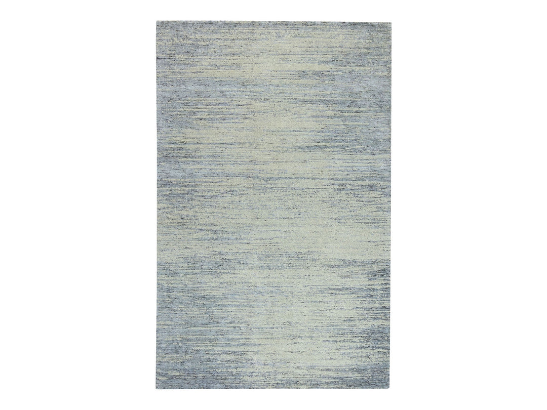 6'1" x 9'0" New Hand Loomed Grey Wool Rectangle Oriental Rug - MOA10262056