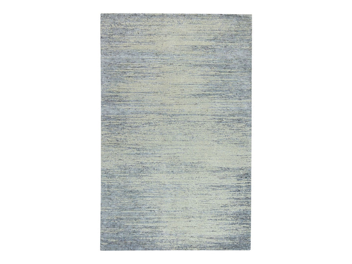 6'1" x 9'0" New Hand Loomed Grey Wool Rectangle Oriental Rug - MOA10262056