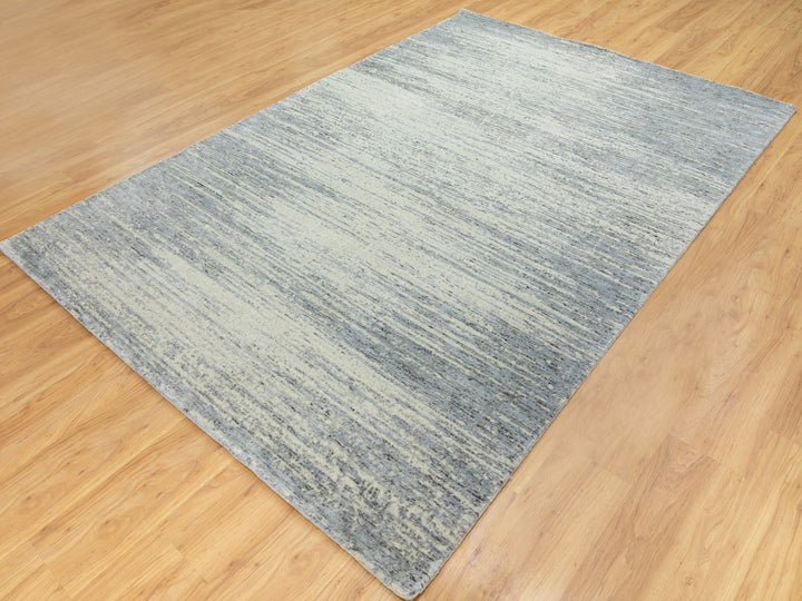 6'1" x 9'0" New Hand Loomed Grey Wool Rectangle Oriental Rug - MOA10262056