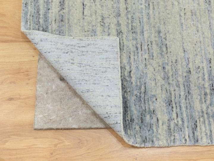 6'1" x 9'0" New Hand Loomed Grey Wool Rectangle Oriental Rug - MOA10262056