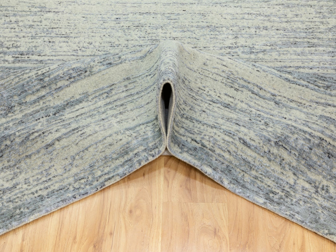 6'1" x 9'0" New Hand Loomed Grey Wool Rectangle Oriental Rug - MOA10262056