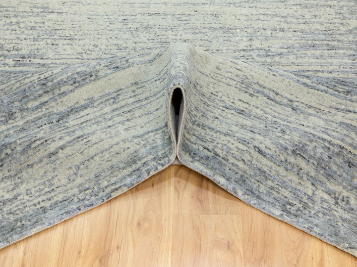 6'1" x 9'0" New Hand Loomed Grey Wool Rectangle Oriental Rug - MOA10262056