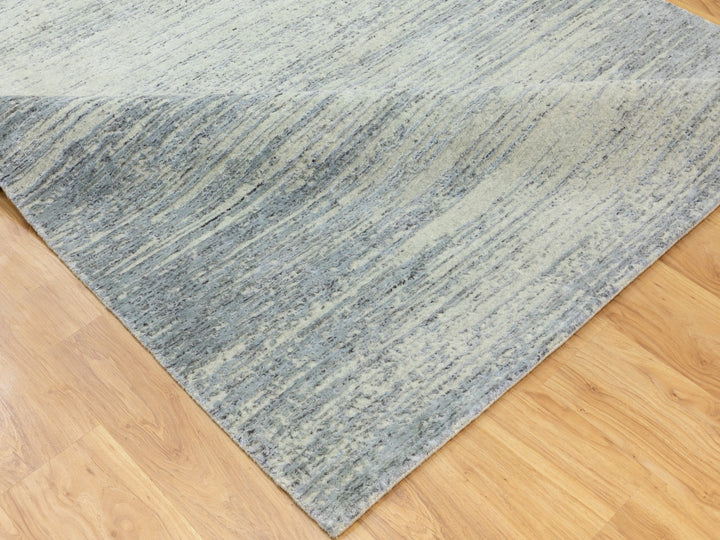 6'1" x 9'0" New Hand Loomed Grey Wool Rectangle Oriental Rug - MOA10262056