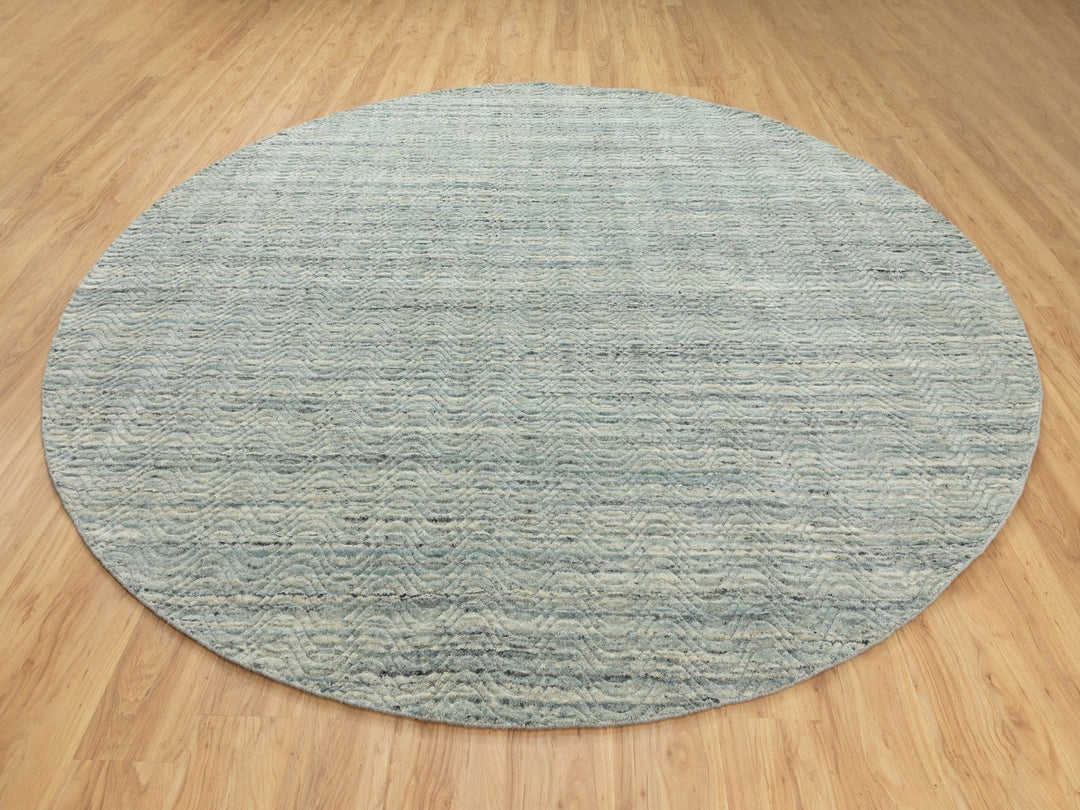 9'10" x 10'0" New Hand Loomed Green Wool Round Oriental Rug - MOA10262062