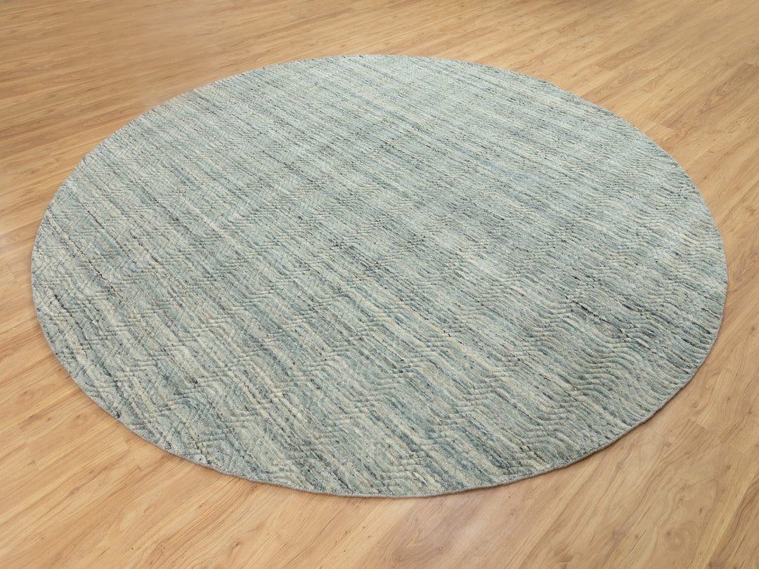 9'10" x 10'0" New Hand Loomed Green Wool Round Oriental Rug - MOA10262062