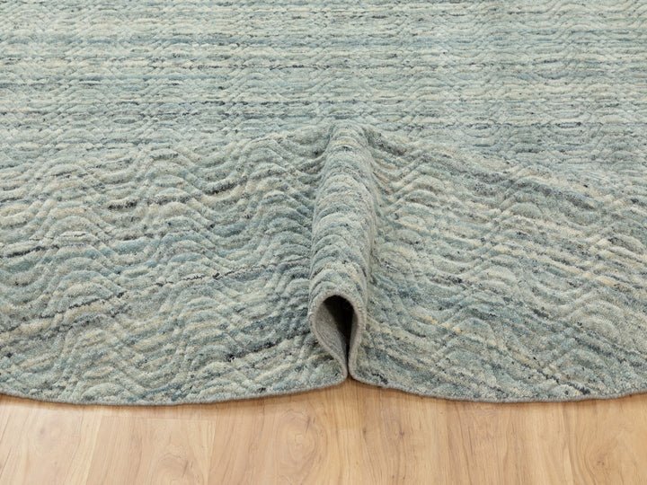 9'10" x 10'0" New Hand Loomed Green Wool Round Oriental Rug - MOA10262062