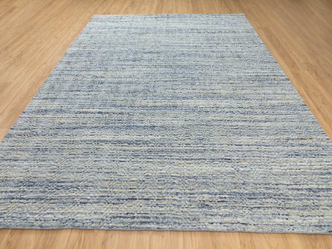 9'0" x 11'10" New Hand Loomed Ivory Wool Rectangle Oriental Rug - MOA10262063