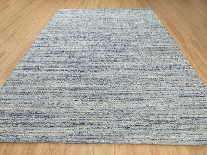 9'0" x 11'10" New Hand Loomed Ivory Wool Rectangle Oriental Rug - MOA10262063