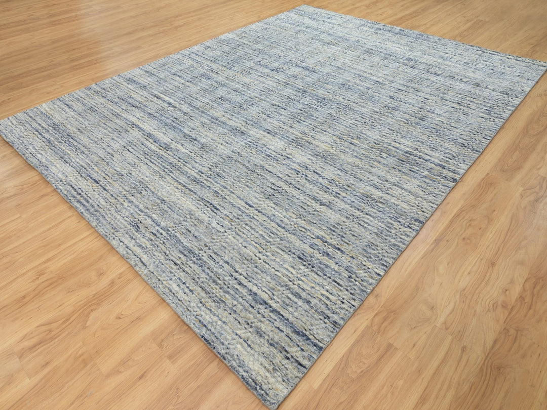 9'0" x 11'10" New Hand Loomed Ivory Wool Rectangle Oriental Rug - MOA10262063