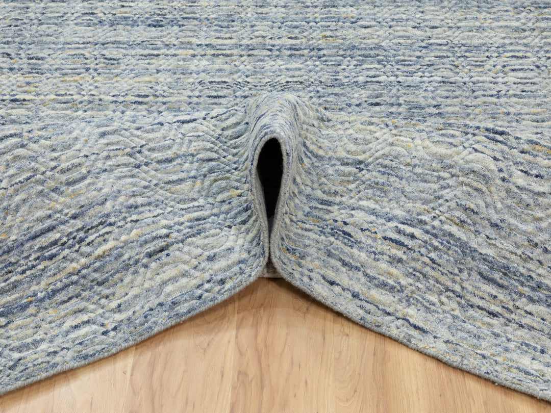 9'0" x 11'10" New Hand Loomed Ivory Wool Rectangle Oriental Rug - MOA10262063