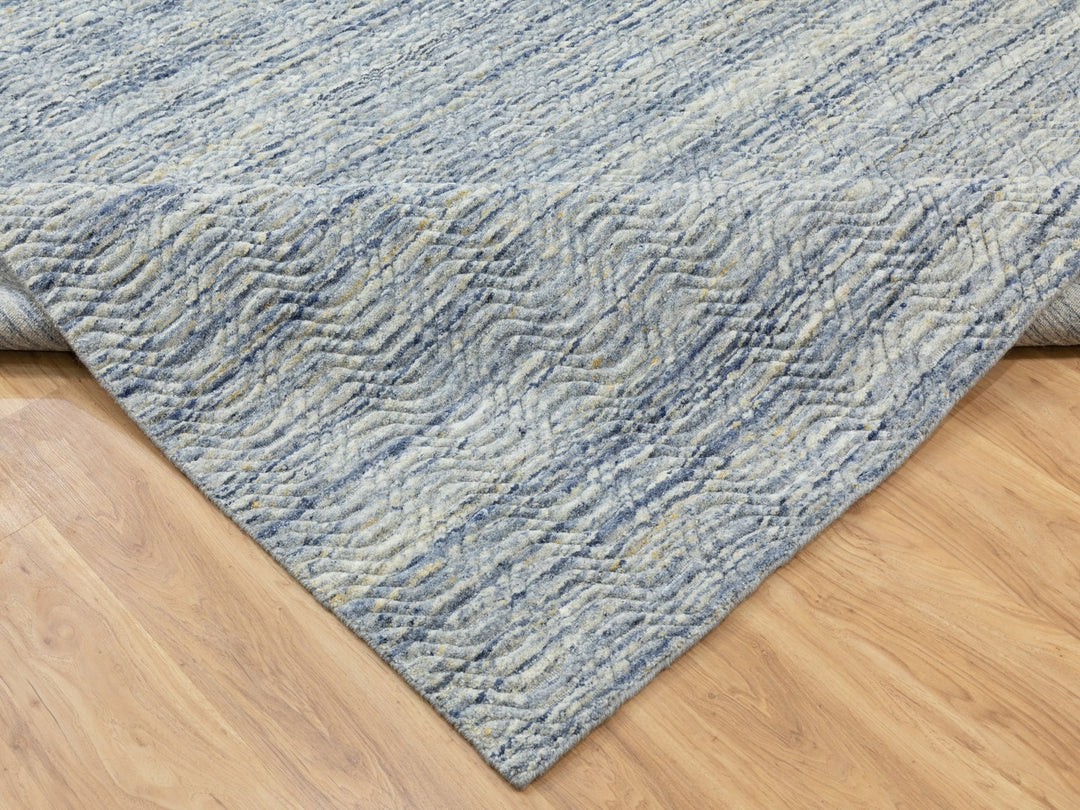 9'0" x 11'10" New Hand Loomed Ivory Wool Rectangle Oriental Rug - MOA10262063