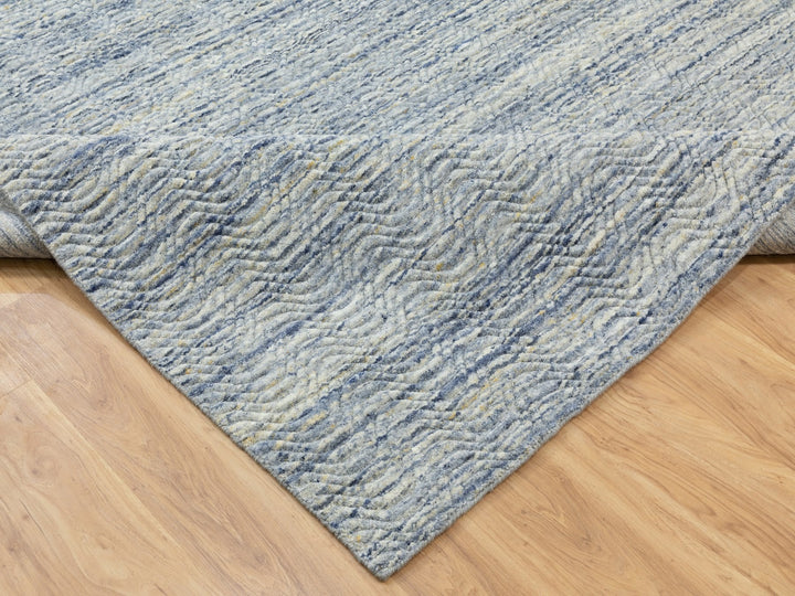 9'0" x 11'10" New Hand Loomed Ivory Wool Rectangle Oriental Rug - MOA10262063