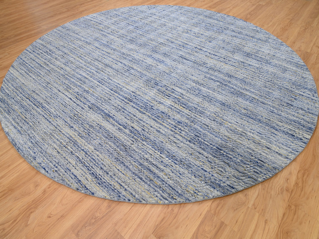 11'9" x 12'0" New Hand Loomed Grey Wool Round Oriental Rug - MOA10262099