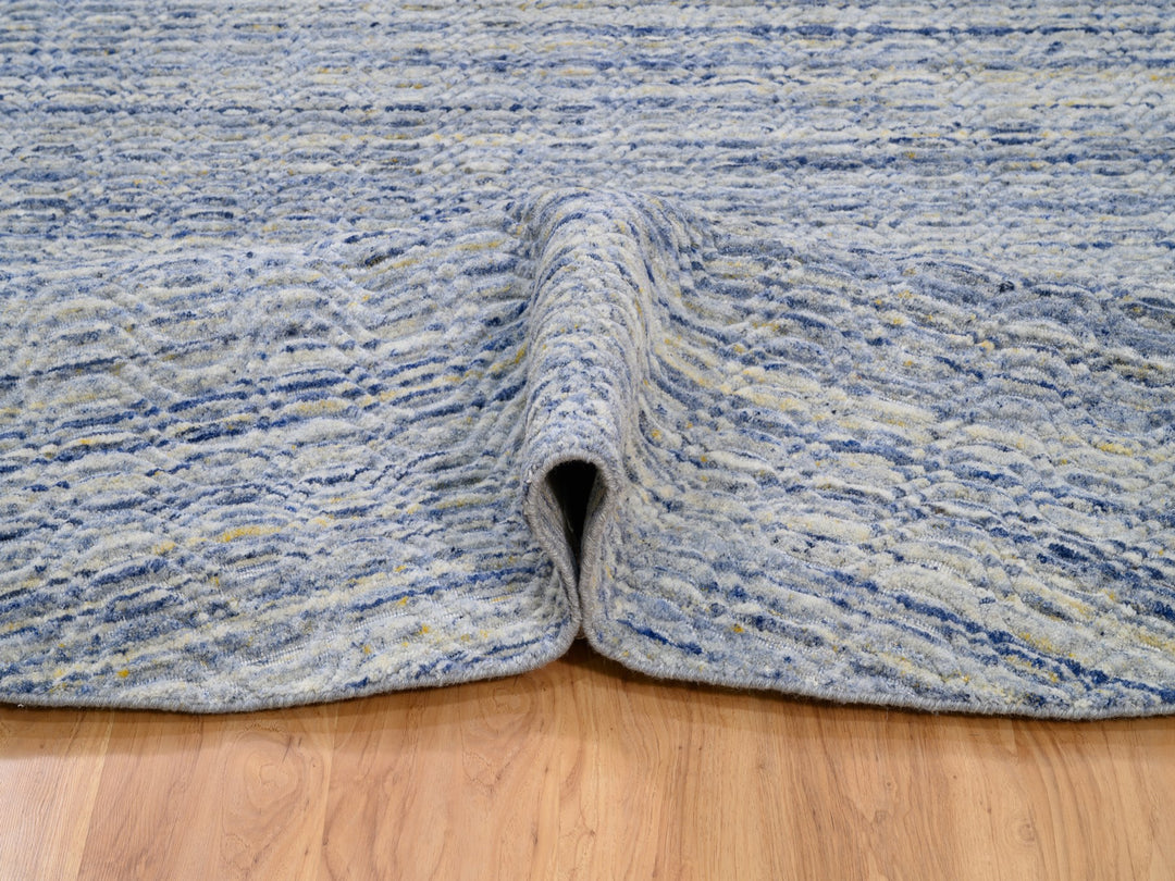 11'9" x 12'0" New Hand Loomed Grey Wool Round Oriental Rug - MOA10262099