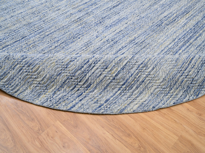 11'9" x 12'0" New Hand Loomed Grey Wool Round Oriental Rug - MOA10262099