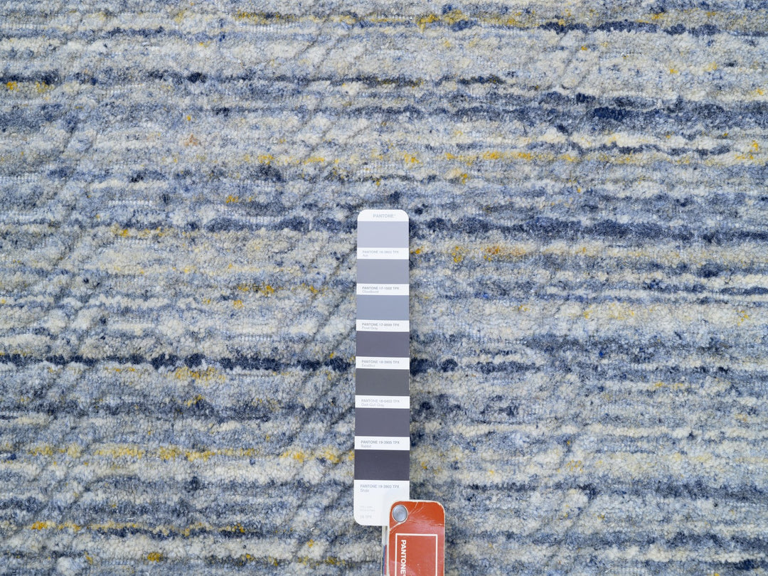 11'9" x 12'0" New Hand Loomed Grey Wool Round Oriental Rug - MOA10262099