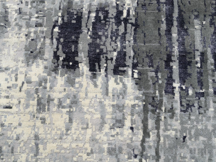 11'10" x 12'0" New Hand Knotted Ivory Wool & Silk Round Oriental Rug - MOA10262100