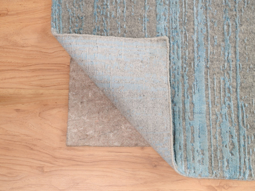 9'11" x 13'11" New Hand Loomed Blue Wool Rectangle Oriental Rug - MOA10262117