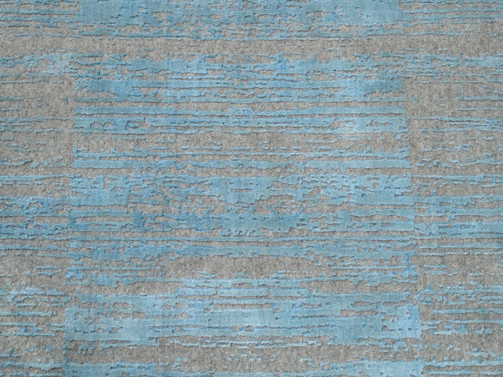 9'11" x 13'11" New Hand Loomed Blue Wool Rectangle Oriental Rug - MOA10262117