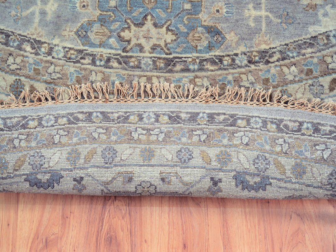 14'0" x 14'0" New Hand Knotted Grey Wool Round Oriental Rug - MOA10262163