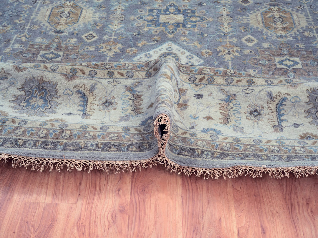 14'0" x 14'0" New Hand Knotted Grey Wool Round Oriental Rug - MOA10262163