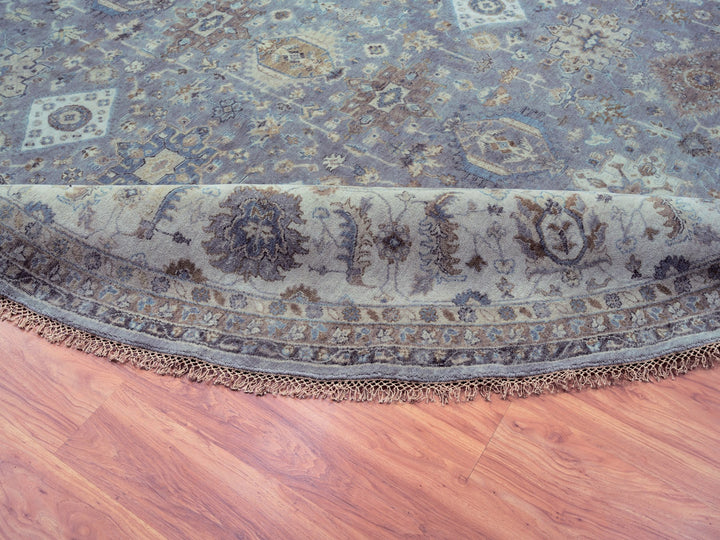 14'0" x 14'0" New Hand Knotted Grey Wool Round Oriental Rug - MOA10262163