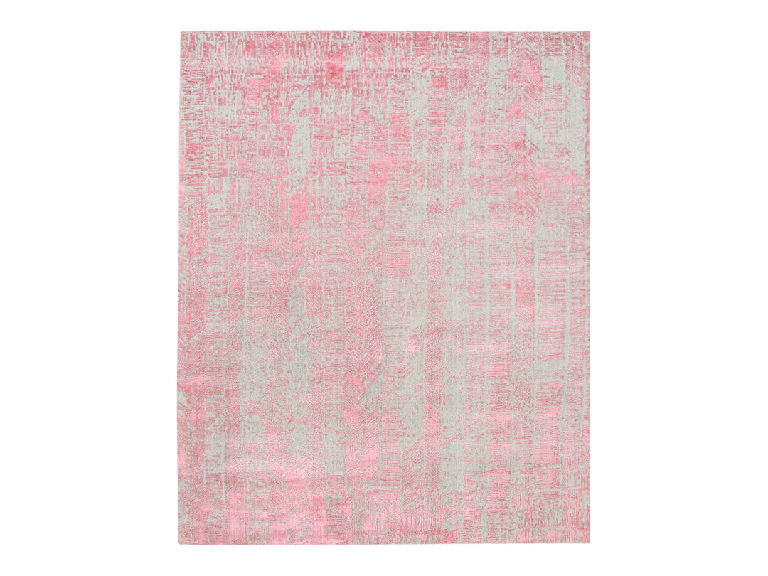 7'10" x 10'1" New Hand Loomed Grey Wool & Silk Rectangle Oriental Rug - MOA10262257