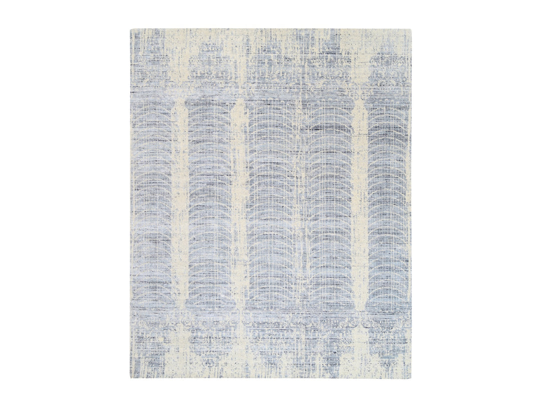 8'1" x 9'10" New Hand Loomed Beige Wool & Silk Rectangle Oriental Rug - MOA10262258