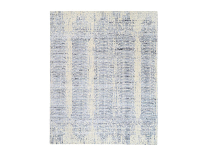 8'1" x 9'10" New Hand Loomed Beige Wool & Silk Rectangle Oriental Rug - MOA10262258