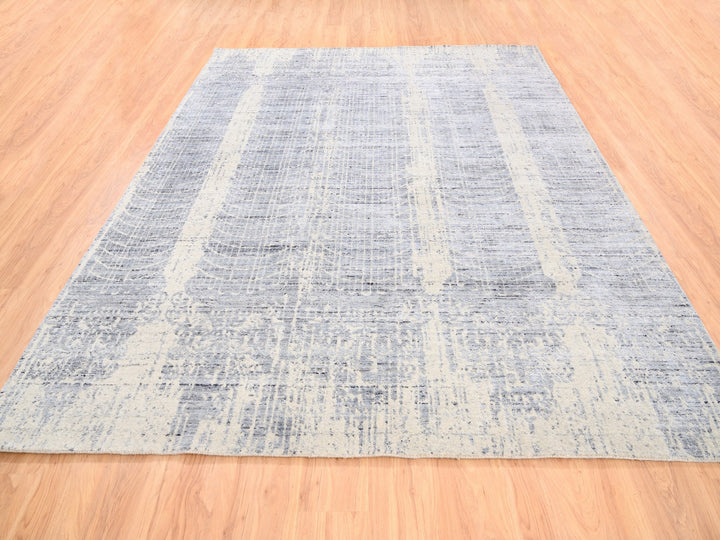 8'1" x 9'10" New Hand Loomed Beige Wool & Silk Rectangle Oriental Rug - MOA10262258