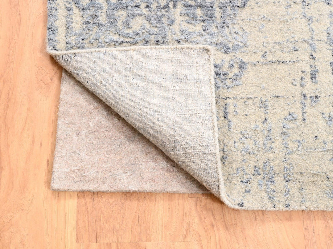 8'1" x 9'10" New Hand Loomed Beige Wool & Silk Rectangle Oriental Rug - MOA10262258