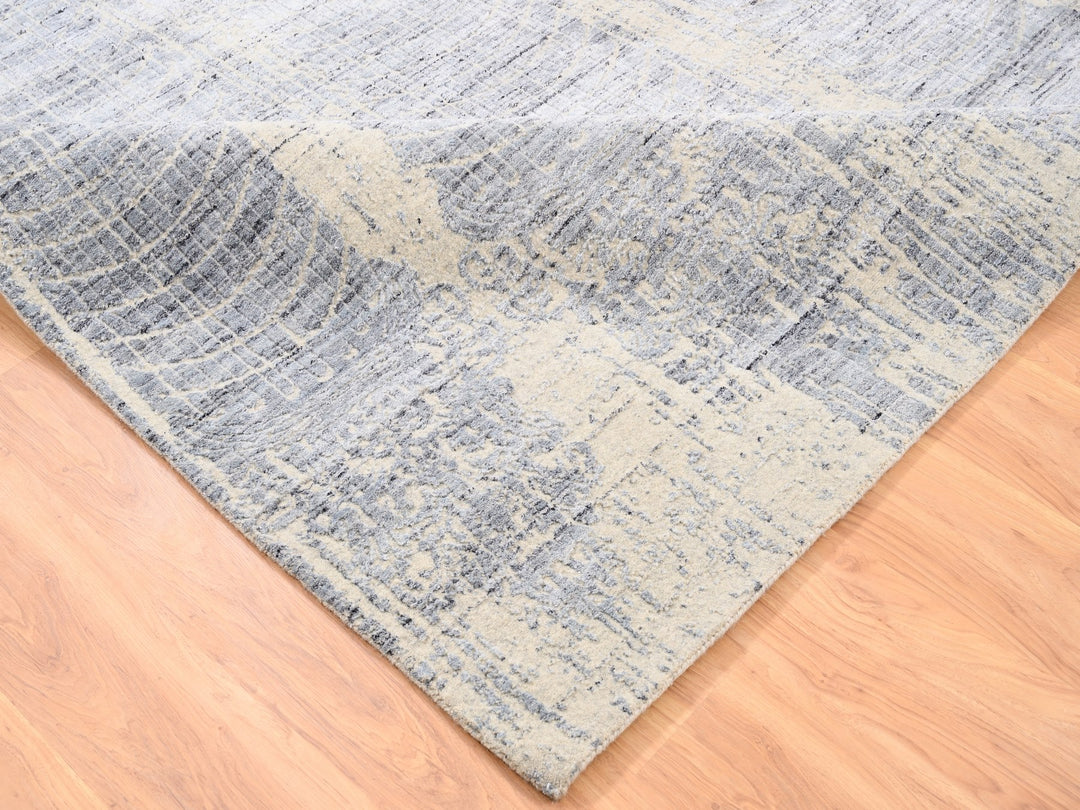 8'1" x 9'10" New Hand Loomed Beige Wool & Silk Rectangle Oriental Rug - MOA10262258