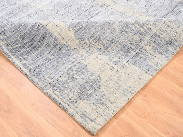 8'1" x 9'10" New Hand Loomed Beige Wool & Silk Rectangle Oriental Rug - MOA10262258