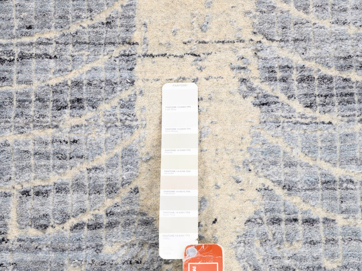 8'1" x 9'10" New Hand Loomed Beige Wool & Silk Rectangle Oriental Rug - MOA10262258